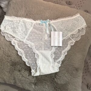 Victoria's Secret White Lace Panties with Blue Accent